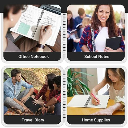 EUSOAR College Ruled Spiral Notebook, B5 6Packs 7.3"x10.2" 120 Pages Black Hardcover Ruled Travel Writing Notebooks Journal, Memo Notepad Sketchbook, Students Office Business Subject Diary Book - color: Black, size: 6Packs