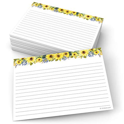 321Done Ruled Note Cards, Sunflower 5x7 Thick Index Cards - Plain White Card Stock, Notecards & Stationery with Lines for Writing, Stamping - Made in USA, Set of 50 - No Envelopes - color: Lines, size: Large (5 x 7)