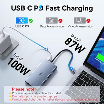 USB C 도킹 스테이션 듀얼 모니터, HP 노트북 도킹 스테이션 3 모니터용 | USB C 허브 쿼드 디스플레이 USB C 어댑터 - 4K HDMI+DP+VGA, 3USB 2.0, PD, USB C 도크 동글 8 in 1 컴퓨터 도킹 스테이션 델용