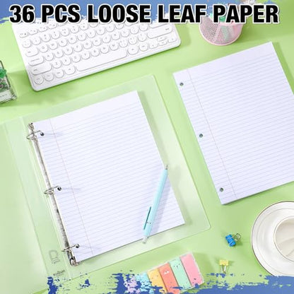 Fulmoon 36 Pcs 8" x 10-1/2" College Ruled Loose Leaf Paper 3 Hole Punched Notebook Paper 100 Sheets Per Pack, 56 Gsm, Filler Paper for Adults Students Binder College School - size: College Ruled