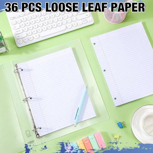 Fulmoon 36 Pcs 8" x 10-1/2" College Ruled Loose Leaf Paper 3 Hole Punched Notebook Paper 100 Sheets Per Pack, 56 Gsm, Filler Paper for Adults Students Binder College School - size: College Ruled