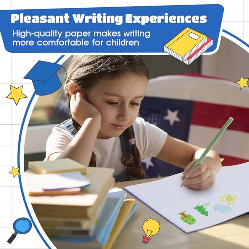 Henoyso 12 Pcs Primary Composition Notebooks k-2 for Kids, 120 Pages Draw and Write Journal Bulk for Kindergarten Classroom Preschool Teachers, Back to School Supplies (Blue) - color: Blue