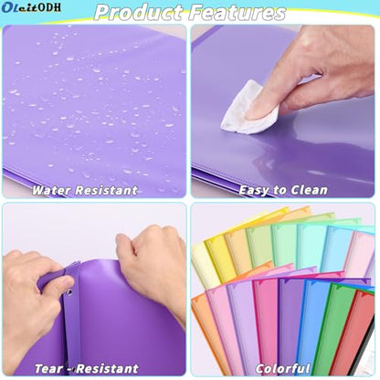 Oleitodh Plastic Folders with Pockets - 60 Pack 20 Colors & 2 Pocket Folder Bulk with 2 Business Card Slots, Heavy Duty File Folders for School Home Office and Business - style: 3-Prong with View Pocket Style