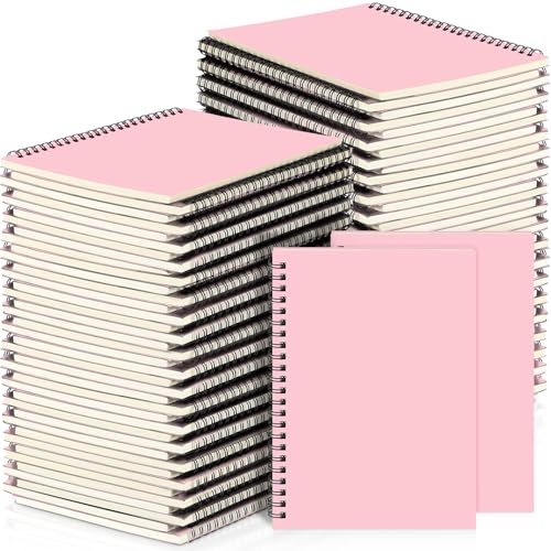 Yahenda 18 Pcs Spiral Notebooks Bulk, A5 8.3 x 5.5 Inch College Ruled Lined Notebooks, 100 Pages Soft Cover Journals for Students Classroom Office Back to School Supplies (Pink) - color: Pink