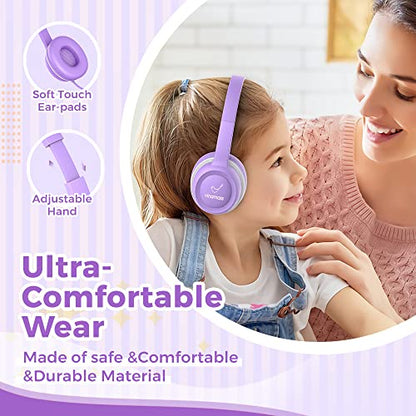Vinamass A63 Kids Headphones, Wired, On Ear, Safe Volume Limiter 85dB, Comfortable, Perfect Fit for Kids, Boys, Girls, School, Classroom, Teens, Children