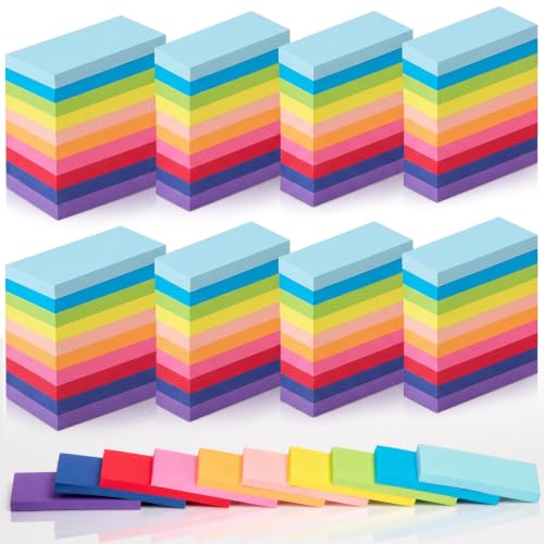 Zubebe 200 Pads 0.5 x 1.8 Inch Sticky Notes Bulk, Bright Colors Notepads Self Stick Note Square Memo Sticky for Office Back to School, 45 Sheets/pad - size: 0.5 x 1.8 Inch