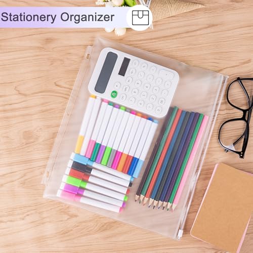Antner 12 Pack Letter Size Binder Pockets 3 Holes Zipper Binder Folders for 3-Ring Binder, Clear PVC Loose Leaf Bag Binder Pouch Insert Pages Sheet Protectors Waterproof Document Filling Storage Bags
