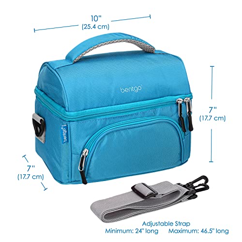 Bentgo Deluxe Lunch Bag - Durable and Insulated Lunch Tote with Zippered Outer Pocket, Internal Mesh Pocket, Padded and Adjustable Straps, & 2-Way Zippers - Fits All Lunch Boxes (Blue) - color: Blue