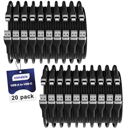 USB C Cable (1FT, 20-Pack), USB A to USB Cord Fast Charging Compatible with iPhone 17, iPhone Air, iPhone 17 Pro, iPhone 17 Pro Max, iPhone 16/15 Series, Galaxy S24, LG and Car Play and More - size: 1FT, style: 20-Pack