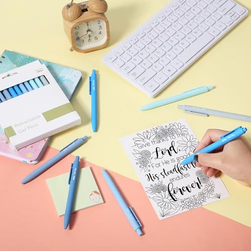 Mr. Pen- Retractable Gel Pens, 12 Pack, Black Ink, Sky Blue Barrel | Fine Point 0.5mm, Fast Dry, Smooth Writing, Cute Pens for Drawing, Writing Planner and School Supplies - color: Sky Blue Barrel, Black Ink, size: 12 Pack