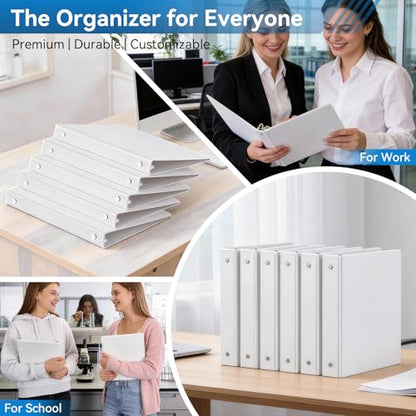 SUIN Bulk 12 Pack 1-inch 3 Ring Binders -Durable 1'' Binders with Roung Ring Binder, Large 200 Sheet Capacity, Fit 8.5" x 11" US Letter Size Paper, White (1'' White - 12 Packs) - size: 1'' White - 12 Packs