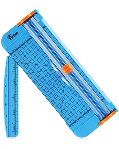Firbon Blue A4 Paper Cutter, 12 Inch Titanium Straight Paper Trimmer with Side Ruler for Scrapbooking Craft, Paper, Coupon, Label, Cardstock - color: Blue
