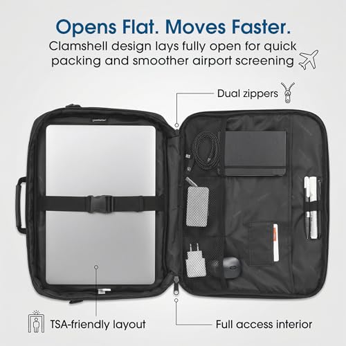 MANHATTAN Laptop Shoulder Bag Carrying Case – Slim Briefcase Style, Clamshell Opening, Padded Compartments–3 Yr Mfg Warranty - size: 15.6 Inch