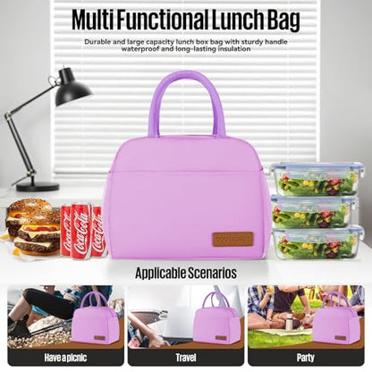 douyadady Lunch Bag&Box Women/Men Insulated&Reusable | Spacious Lightweight Waterproof Sturdy Durable Great Value For Office Work School Picnic Travel - color: Purple