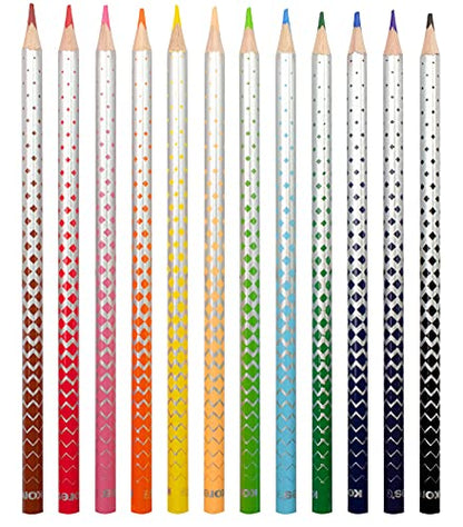 Kores - Kolores Magik, Erasable Colouring Pencils - Includes Rubber - Pencil Set, Colour Pencils - Coloured Pencils with Soft Lead, Triangular Shape, FSC Wood - Set of 12 in Assorted Colours