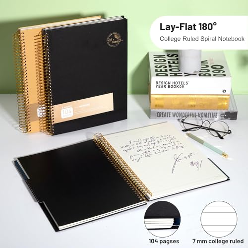 8.5 x 11 Large Spiral Notebook 3 Subject Spiral Notebook Hardcover Spiral Notebook for note taking 120 Sheets College Ruled Journal for School Office Supplies Writing Journal,Black - color: 2.black