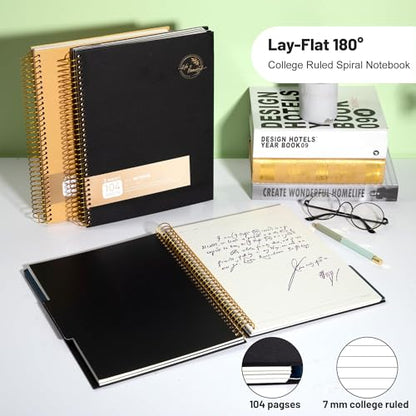 8.5 x 11 Large Spiral Notebook 3 Subject Spiral Notebook Hardcover Spiral Notebook for note taking 120 Sheets College Ruled Journal for School Office Supplies Writing Journal,Black - color: 2.black