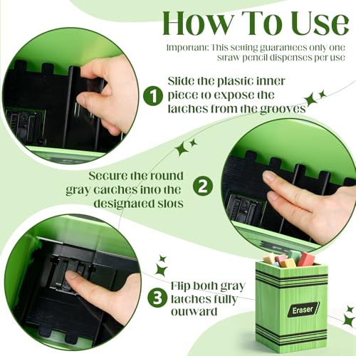 Pencil Dispenser for Classroom, 2Pcs Classroom Organization Set, Interactive Pencil Holder with Eraser Holder, Pencils Station for Teacher & Student, Teacher Must Have, Back to School Supplies(Green) - color: Green