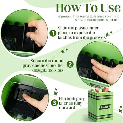 Pencil Dispenser for Classroom, 2Pcs Classroom Organization Set, Interactive Pencil Holder with Eraser Holder, Pencils Station for Teacher & Student, Teacher Must Have, Back to School Supplies(Green) - color: Green