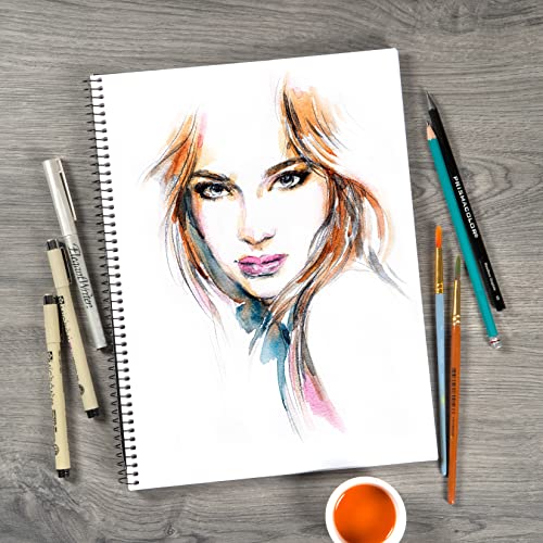 Bienfang Mixed Media Pad, 5.5x8.5 Inches, 40-Sheets Artist Paper, Spiral-Bound Sketchbook, 90lb,146gsm - size: 5.5" x 8.5"