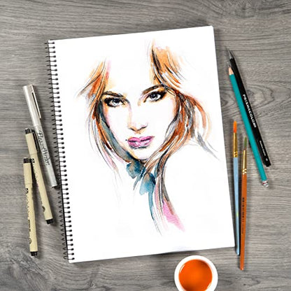 Bienfang Mixed Media Pad, 5.5x8.5 Inches, 40-Sheets Artist Paper, Spiral-Bound Sketchbook, 90lb,146gsm - size: 5.5" x 8.5"