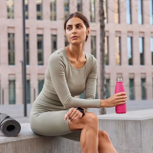 Mont-Clair Stainless Steel Water Bottle, Vacuum insulated - BPA Free, 12h Hot & 24h Cold Drinks, Metal Water Bottle 17 oz Leakproof, Ideal for Adult, Kids, Running - Berry Pink - color: Berry Pink, style: 17 Ounces