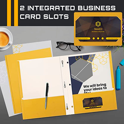 Better Office Products Dark Yellow 2 Pocket Folders with Prongs, 50 Pack, Letter Size, Matte Texture, 8.5 x 11 Inch - color: Dark Yellow