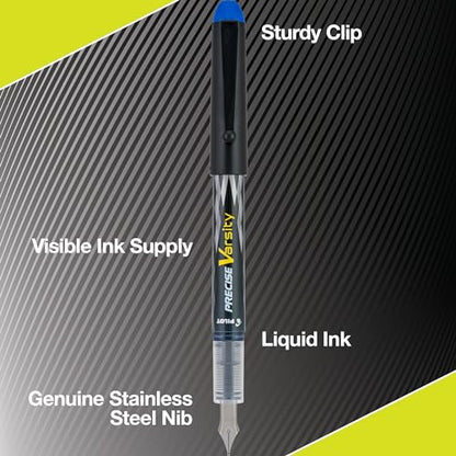 Pilot Precise Varsity Pre-Filled Fountain Pens for Writing, Medium Point Stainless Steel Nib, Black/Blue/Red/Pink/Green/Purple/Turquoise Ink, 1.0mm, 7-Pack - color: Black/Blue/Red/Pink/Green/Purple/Turquoise, size: 7 Count (Pack of 1)