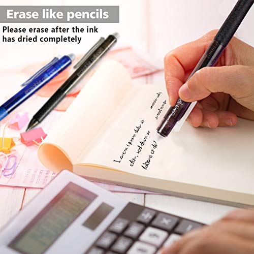Lineon Erasable Gel Pens, 15 Pack Retractable Erasable Pens Clicker, Fine Point, Make Mistakes Disappear, 8 Black 7 Blue Inks for School & Office - color: 15 Pack Black Blue