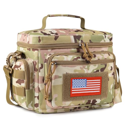 ATRIPACK Lunch Box for Men, Tactical Lunch Bag MOLLE Webbing Leakproof Insulated Large Lunch Cooler Women Adult Meal with Adjustable Shoulder Strap Durable Lunch Pail (Camo-Brown) - color: Camo-Brown, size: Medium