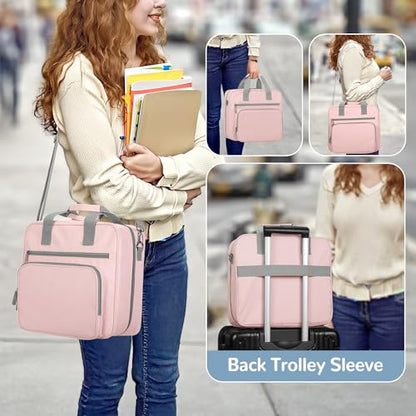 Yarwo 2026 Upgraded Zipper Binder 3 Ring Binder Bag with Pencil Pouch | 500 Sheets Capacity, 5-Tab Expanding File Folder, 14” Laptop Padded Sleeve, Shoulder Strap, for College, Office, Home, Pink - color: Pink