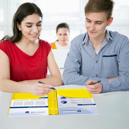 6-Pack Plastic Folders with Pockets and Prongs,2-Pocket Folders with 3 Fasteners, Holds 8-1/2" x 11" Paper for School/Office/Home, Yellow - color: Yellow, size: 6-Pack