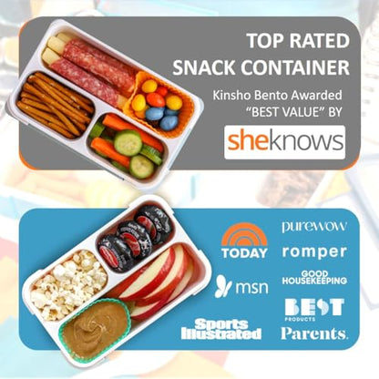 Small Snack Containers for Kids Teens - 3 Compartments (Set of 2) - Leak-Proof Boxes with Lids -BPA-Free Plastic Mini Bento Lunch Box - Ideal for School, Boys & Girls, Holds 2 Cups (Black + Gray) - color: Grey Black MINI 2pk