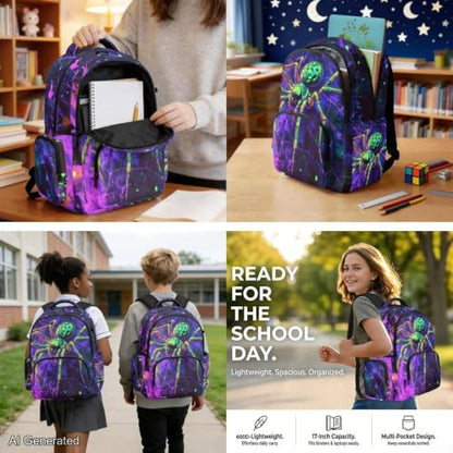 Cool Spider Venom Backpack for Boys Girls Backpack with Lunch Box Water Bottle Pouch and Cool Pencil Case 4PCS Set Bookbag with Front Pocket for School Large Elementary Middle High School - color: Cool Spider Venom