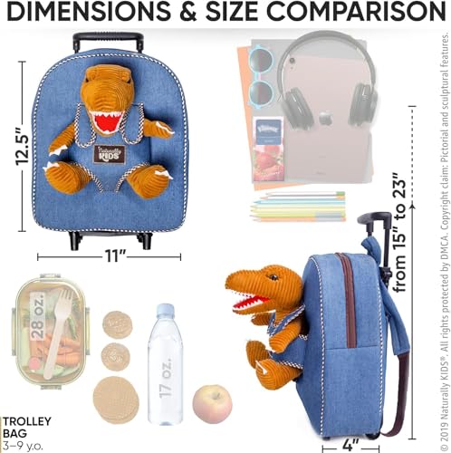 Toddler Luggage for Boys w Dinosaur Toys, Kids Rolling Backpack for Boys, Toddler Suitcase, Gifts for 3 4 5 6 Year Old - color: 01 Dinosaur, style: Trolley