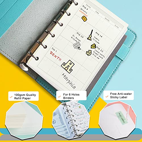 A7 Planner Refill,4 Packs per Set, Monthly Plan Paper, A7 Pocket Binder Refills Inserts 6 Ring with Label Stickers Gift,Mini Binder Refills,6 hole/100gsm Thick Paper/4.84 x 3.23'', Harphia - color: Monthly Plan