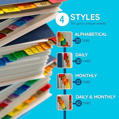 Blue Summit Supplies A-Z Desk File Sorter, Letter, 20 Dividers, Blue | Expanding alphabetical sorter, 20 A-Z dividers, for mail, files, invoices, and desktop organization