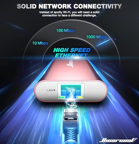 Hiearcool USB C Hub, USB C Dock with Ethernet, 4K@60 HDMI, Rose Gold - color: Rose Gold