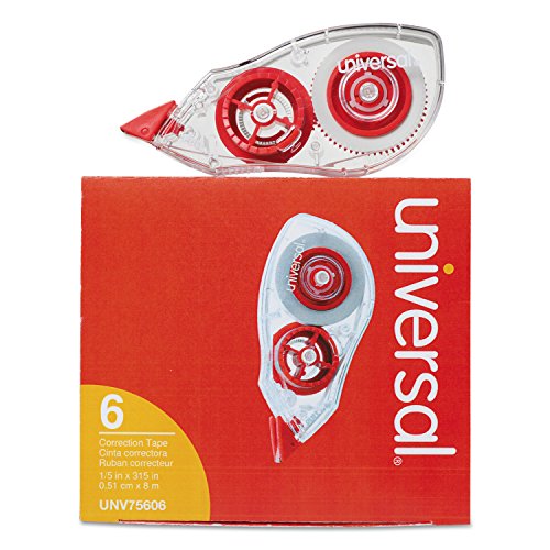 Universal 75606 Correction Tape with Two-Way Dispenser, Non-Refillable, 1/5-Inch x 315-Inch, 6/Pack