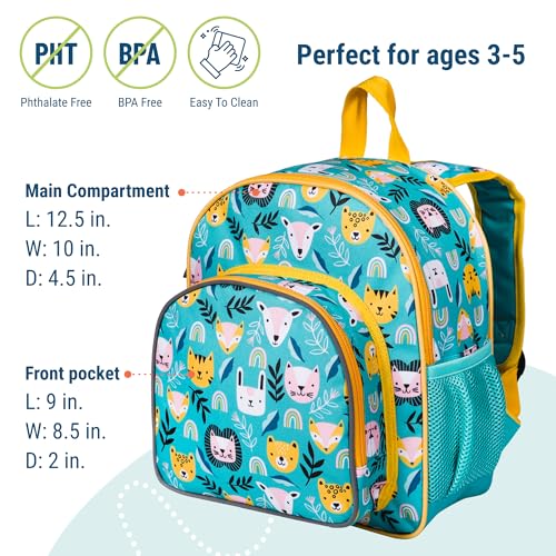 Wildkin 12 Inch Toddler Backpack for Kids, Party Animals | Ages 3-7, lightweight toddler backpack for daycare, preschool, and travel - color: Party Animals