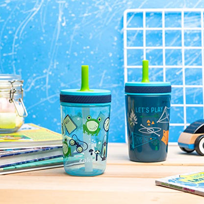 Zak Designs Campout and Camping Kelso Tumbler Set, Leak-Proof Screw-On Lid with Straw, Bundle for Kids Includes Plastic and Stainless Steel Cups with Bonus Sipper, 3pc Set, Non-BPA - color: Campout and Camping, size: 3 Piece Set (Pack of 1)