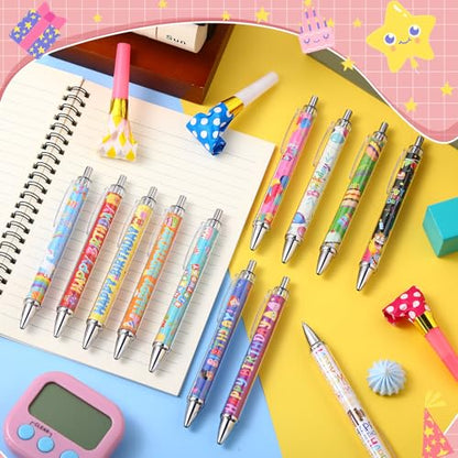 Cholemy 48 Pieces Happy Birthday Pens Bulk Happy Birthday Ballpoint Pens Colorful Cake Balloon Black Ink Gift for Party Supplies - style: Happy Birthday