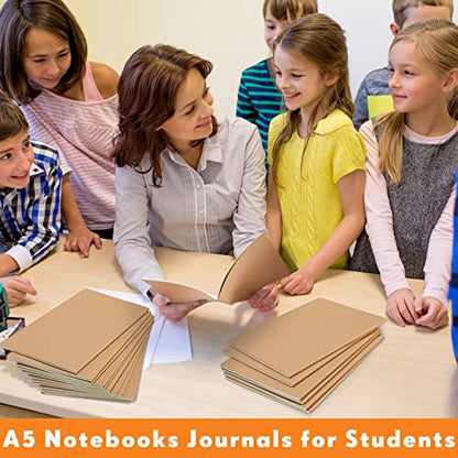 Mimorou 100 Pcs Journals Notebooks Bulk - Kraft Softcover A5 Small Notebooks 5.5 Inch x 8.3 Inch Notepads with 60 Page 30 Sheet for Writing Sketch Travel Office Supplies(Brown,Dot) - color: Brown, style: Dot