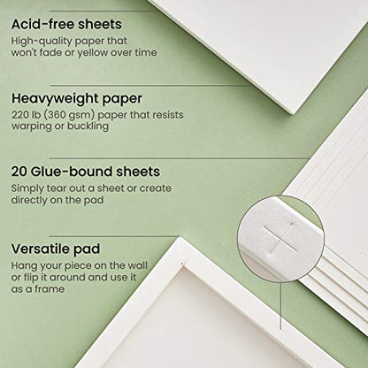 Arteza Acrylic Paper Foldable Canvas Pad, 9.5x9.5 Inches, 20 Sheets, DIY Frame, Heavyweight Acrylic Paint Paper, 220 lb, 360 GSM, Acid-Free, Art Supplies for Painting & Mixed Media Art