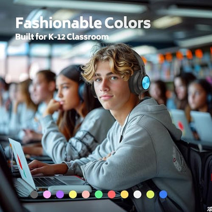 AILIHEN Kids School Headphones Bulk 10 Pack with Mic, 3.5mm Jack | K-12 Classroom Students Use, Online Learning, Library & Testing, Durable, Foldable, All-Day Comfort, For Chromebook & Tablet - color: Muiticolor