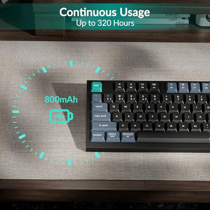 Keychron B31 Wireless Silent Keyboard, 75% Layout Quiet Typing Custom Programmable, 2.4 GHz/Bluetooth/Wired Ergonomic Support Compatible for Mac Windows Linux - Deep Black