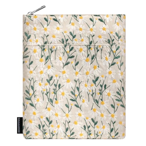 Dadanism 9-11 Inch Embroidered Daisy Padded Carrying Case Protective Tablet Sleeve for iPad A16 11th Gen 11"/10th Gen 10.9", iPad Air 11"/Pro 11"/Air 5th 4th 10.9", Galaxy Tab A11+ Plus 11", Beige - color: Beige