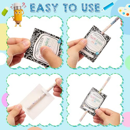 Tenceur 24 Set/48 Pcs Back to School 4th Graders Pencils and Cards Set, Fourth Grade Motivational Wooden Pencil with Erasers, Composition Book Greeting Note for Student Classroom Reward Gift - style: 4th Graders
