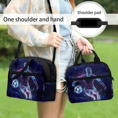 Soccer Kawaii Lunch Box for Girls 4-6 One Piece Lunch Box for Kids 6-8 Preschool Meal Bag Boys 8-10 Kindergarten Toddler Students Elementary School Lightweight Thermal Insulated - color: Soccer