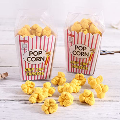 Pencil Top Erasers 36 Pack Popcorn Pencil Erasers Toppers Cap Erasers for Kids Cute Fun Novelty Food Erasers for Student School Supplies Prize Gifts Party Favors - style: Popcorn